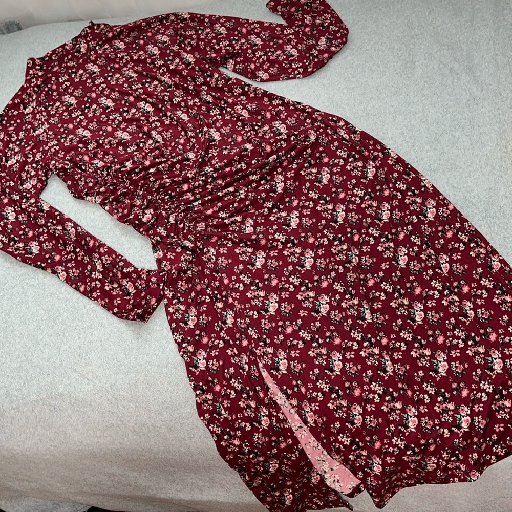 Dual Nature Midi Floral Dress XL Stretchy Maternity Comfortable Fitted